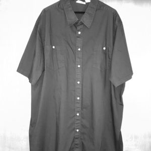 King Size Button Down Short Sleeve Black Shirt 4XL